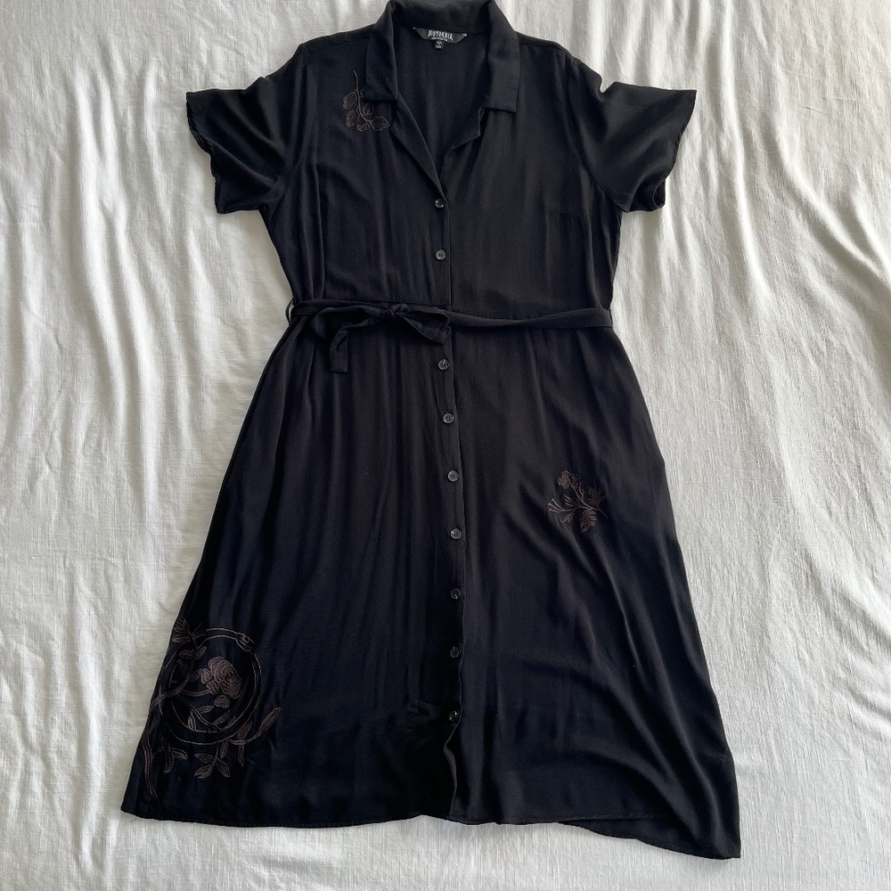 Disturbia Fairfolk Floral Tie Waist Button Down Midi Shirt Dress Women's Size 16